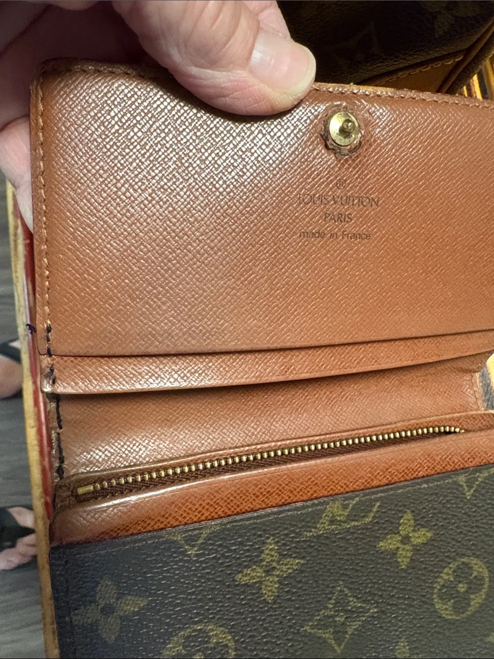 Louis Vuitton Dark Brown Monogram Canvas Bi-Fold Wallet with Gold Snap